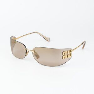 Miu Miu Men Sunglasses Gold Mirror Gradient Rectangle Rimless MUA51S 5AK20P